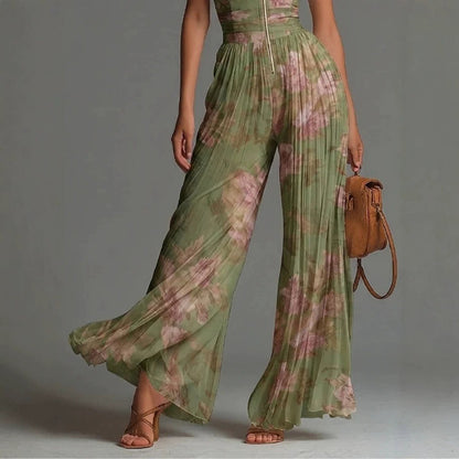 Sofia - Pleated Floral Chiffon Jumpsuit